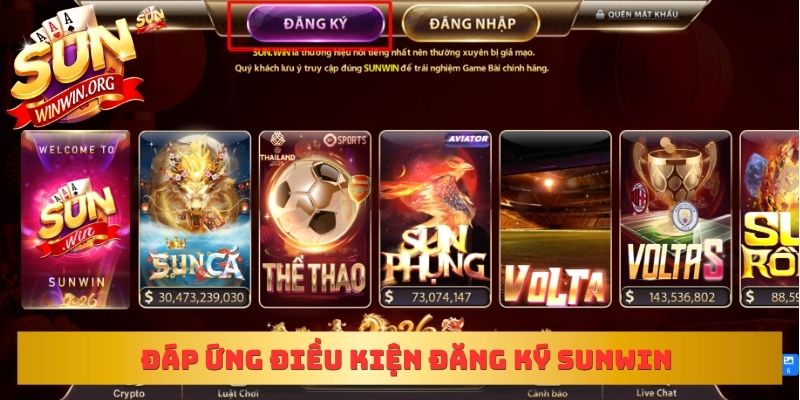 Đáp ứng điều kiện đăng ký Sunwin